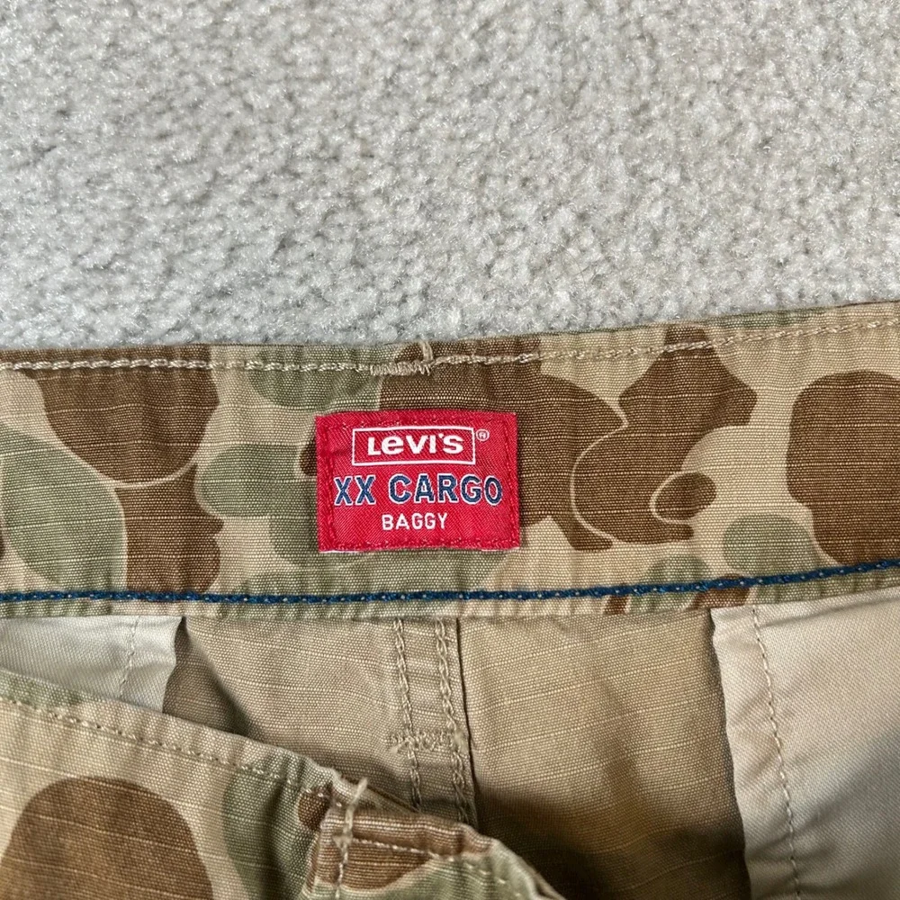 Levis XX Cargo Baggy Pants Men 36x32 Brown Duck Camo Ripstop Relaxed Fit Utility